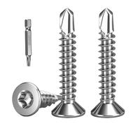 FandWay 100 tornillos Torx autorroscantes para acero, tornillos autoperforantes avellanados M4,2 x 19 mm para metal, tornillo Tek de cabeza plana de acero inoxidable 410, tornillo Torx para madera de