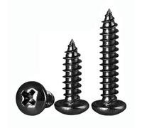 FandWay 125 Piezas Tornillos Autorroscantes de Cabeza Redonda,M4x8/12/16/20/30mm Tornillos de Chapa Metálica Acero al Carbono Negro Tornillos Autotaladrantes,Tornillos Para Madera Cabeza.