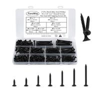 FandWay 215 tornillos M3.5 (#6) para paneles de yeso, tornillos de madera negra, tornillo autorroscante de cabeza plana Phillips, kit surtido de tornillos autorroscantes de cabeza avellanada para
