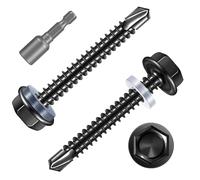 FandWay 30 tornillos autorroscantes para acero, tornillos autoperforantes M6,3 x 63 mm para metal, tornillo Tek de cabeza hexagonal de arandela hexagonal, tornillo de chapa de acero inoxidable 410