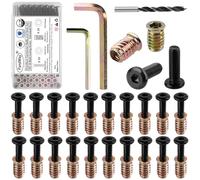 FandWay 40 tornillos de cabeza plana para muebles de madera, M8 x 20 mm, tornillos de cabeza plana y tuercas roscadas M8 x 15 mm, surtido de tornillos para muebles de madera con 2 llaves y 1 taladro.