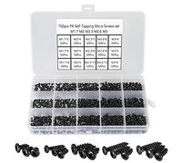 FandWay 750 Piezas Juego de Tornillos Pequeños, Mini Tornillos Autorroscantes de Cabeza Redonda Phillips 15 Tipos M1.7 M2 M2.3 M2.6 M3(Negro)Micro Tornillos para Reparación/Gafas/Relojes/Teléfonos.