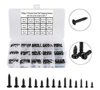 FandWay 750 Piezas Juego de Tornillos Pequeños, Mini Tornillos Autorroscantes de Cabeza Redonda Phillips 15 Tipos M1 M1.2 M1.4 M1.5 M1.7 Negro Micro Tornillos para Reparación/Gafas/Relojes/Teléfonos.