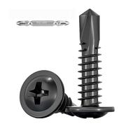 FandWay 80 tornillos autorroscantes de cabeza redonda, negro, M4,2 x 38 mm, acero inoxidable 410, tornillos autorroscantes, tornillos de cruz, tornillos para madera para acero con 1 puntas y caja.