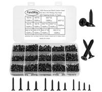 FandWay Juego de tornillos autorroscantes M2 M2,5 M3, 1200 unidades de tornillos autorroscantes negros de cabeza avellanada, tornillos autorroscantes de cabeza plana, tornillos Phillips pequeños