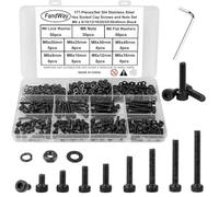 FandWay Juego de tornillos M6, 177 unidades de tornillos cilíndricos con hexágono interior, tornillos hexagonales de acero inoxidable 304 negro epoxi, tornillos de rosca de seis cabezas, tornillos de