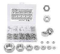 FandWay Kit surtido de 380 tuercas hexagonales métricas de acero inoxidable 304 para pernos de tornillo (M1 M1.2 M1.4 M1.6 M2 M2.5 M3 M4 M5 M6) DIN934 tuercas hexagonales pequeñas, rosca gruesa,