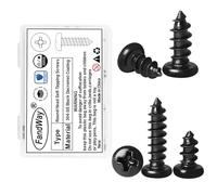 FandWay M4x16mm Tornillos Autorroscantes de Cabeza Redonda,50 Piezas Tornillos Para Madera Cabeza Cruzada,Acero Inox A2 V2A Dacromet Negro,Tornillos Autotaladrantes de Cabeza Phillips.