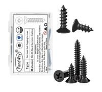 FandWay M5x25mm Tornillos Autorroscantes de Cabeza Plana Phillips,30 Piezas Tornillos Para Madera Cabeza Cruzada,Acero Inox A2 V2A Dacromet Negro,Tornillos Autotaladrantes de Cabeza Avellanada.