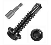 FandWay Tornillos autorroscantes M4,2 x 19 mm, negro, 100 unidades tornillos autorroscantes, tornillos autorroscantes, acero inoxidable 410, tornillos de madera, tornillos de cruz para acero, chapa