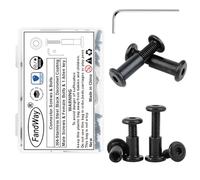 FandWay Tornillos De Conexión,M5x12mm Tornillos Para Muebles de Acero Inox A2 V2A Dacromet Negro Para Armarios,Tableros,Madera 25 pares (25 x Tornillos 25 x Tuercas Cilíndricas) Con 1 llaves Allen.