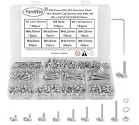 FandWay Tornillos M4, 500 tornillos cilíndricos con hexágono interior, tornillos hexagonales de acero inoxidable 304, tornillos de máquina tuercas y arandelas con 1 llave.