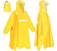 Faneam Poncho de Lluvia Impermeable Hombre Impermeable Mujer Lluvia con Capucha y Mangas Capa de Lluvia Reutilizable Chubasquero Impermeable Unisex para Senderismo Ciclismo Pesca (Amarillo)