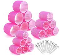fanelod Rizador De Pelo Enrollable, Juego De Rulos Con Pinzas | 18 herramientas para peinar el cabello,Herramientas de peinado para cabello largo, juego sin calor, 10 horquillas incluidas para mujeres