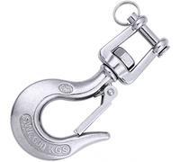 Faneta Gancho deslizante de horquilla de acero inoxidable 304 con cierre de seguridad Tipo americano de mandíbula y ojo giratorio de elevación ganchos de cadena para aparejo de remolque Cabrestante ATV remolque grúa de auxilio y más (5/16 pulgadas, 650 kg)