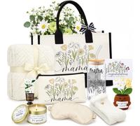 Fanfanwin 10 regalos para mamá nueva para mujer, color beige | Mama - Bolsa de cristal para tazas, regalo de flores de ganchillo, para Acción de Gracias, Navidad, vacaciones, cumpleaños