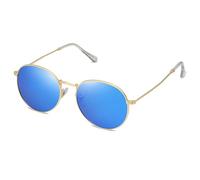 FANFUSUZI Gafas de sol para mujer, pequeñas gafas de sol polarizadas redondas para mujeres y hombres, clásicas, vintage, retro, sombra UV400, Oro azul