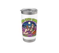 Fang-Tastic Summer Vampire Beach Drácula Vacaciones de Halloween Vaso térmico de acero inoxidable de doble pared