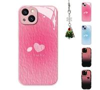 Fangcase - Funda mate degradado para iPhone, diseño de sonrisa de la suerte, borde completo, resistente a caídas, con protección de lente para iPhone 16/15/14/13/12 Pro Max (C, para iPhone 13)