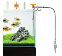 FANGCCC Kit de limpieza para peceras - Limpiador de grava para acuario con 3 cabezales de limpieza, tubo extensible 34-47 cm, manguera de 1 m y bomba de sifón para un fácil cambio de agua, limpieza de