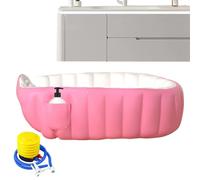 Fangfhai Bañera inflable para bebé | Lavabo de ducha portátil de viaje con bomba de pie, lavabo plegable para el cuidado del cuarto del bebé, imprescindible para el hogar, hotel, viajes al aire libre
