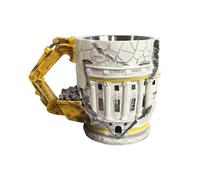 Fangfhai Tazas novedosas | Tazas divertidas reutilizables de resina | Taza de café con forma de excavadora 3D con asa, para hombres y mujeres, compañeros de trabajo, hogar, oficina, té, agua, leche