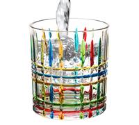 Fangfhai Vaso de café helado, vaso de vidrio pintado a mano, taza reutilizable, accesorios estéticos, recipiente de agua colorido para cerveza, refrescos, té, whisky, bourbon