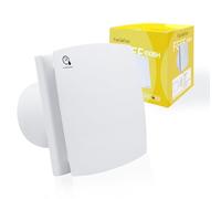 FanGoFast 100mm Ventilador de Baño, Extractor de Baño con Sensor de Humedad y Temporizador Ajustable, Silencioso con Aleta Inversa, Ventilador de Pared para Cocina Baño Garaje (Blanco, 100B-humedad)