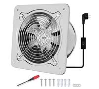 FanGoFast Extractor de Aire 150mm Ventilador de Baño 525m³/h Silencioso con Aleta de Retorno Potente Ventilador Metálico de Pared con Enchufe EU para Cocina Garaje Sótano (Plata, 150mm)