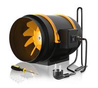 FanGoFast Extractor de Aire 200 mm con Controlador Ajustable, En Línea Ventilador Extractor de Conducto Industrial para Baño, Booster, tienda de cultivo, Garage, Cucina