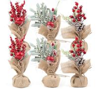 Fangoo Mini Albero di Natale Artificiale da Tavolo, Set da 2 Pezzi, 25 x 20 cm, Decorazioni Natalizie per Interni, Casa e Tavola (6 Pcs)