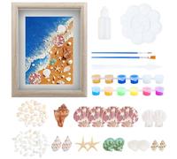 Fangoo Naturales Estrellas Conchas Artesanías del marco de pintura bricolaje para adultos Hazlo tú mismo artesanía Baño Dormitorio Sala Mesa costera Vista al mar Escritorio Decoración de la habitación