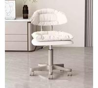Fangool Silla con Ruedas con Respaldo, cómoda Silla de tocador con Ruedas, Taburete Ajustable, Silla giratoria con polea silenciosa(White)