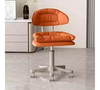 Fangool Taburete Giratorio de Cuero sintético con Respaldo y Altura de Apoyo Ajustable, Silla con Ruedas, Silla giratoria con polea silenciosa(Orange)