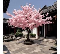 FANGQMM Árbol de Cerezo Llorando Artificial, Flor Árbol Cerezo Artificial, Bonsái Artificial para Hogar Salon Dormitorio Decoración de Bodas En Interiores y Exteriores Round-1.5x1m/59x39in