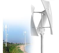 FANGQMM Turbina eólica de Eje Vertical Blanca de 3000W, 12V, 24V, 48V, 3 Palas aerogenerador eolico domesticos con Controlador, turbina eólica para Uso doméstico, agrícola y Callejero,12V