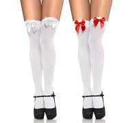 Fangshu 2 Pares Calcetines Largos Mujer con Lazos Calcetines Altos Mujer Hasta La Rodilla Adecuado para Halloween, carnaval, mascaradas y otras ocasiones