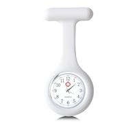 FANGWSSIBEI Reloj de enfermera de silicona con broche, reloj de enfermera, reloj de enfermera, broche de atención médica, médico, paramédico, broche médico, blanco, Clásico