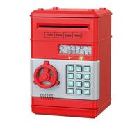 Fangxuee Alcancía Electrónica Automática, Mini Caja de Seguridad para Monedas, Caja de Ahorros, Contraseña, Cerradura con Llave, Cajero Automático, Regalo para Niños, Color Rojo