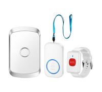 Fangxuee Botón de Llamada Inalámbrico, Localizador Paramédico, Localizador, Botón de Llamada de Emergencia para Niños, Pacientes, Timbre Inalámbrico, Enchufe de la UE.