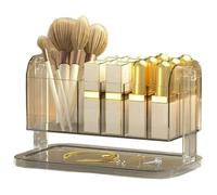 Fangxuee Caja de Almacenamiento de Cosméticos de Escritorio, Organizador de Brochas de Maquillaje, Compartimento para Joyas y Lápiz Labial, Contenedor para Estante de Baño y Encimera.