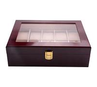 Fangxuee Caja de Reloj de Madera de Lujo, Caja Organizadora de Joyería con Tapa de Cristal para Hombres, Organizador de Reloj de 10 Cuadrículas