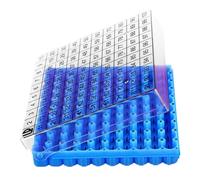 Fangxuee Caja de Tubos para Almacenamiento en Congelados, Caja de Tubos para Muestras Congeladas, Caja de Tubos Abatible, 100 Celdas de 0,5 Ml, 1 Unidad, Azul