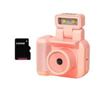 Fangxuee Cámara Mini SLR Cmos de 128 GB con Luz de Flash y Base de Carga, Grabadora de Video Portátil DV 1080P con Pantalla LCD Rosa