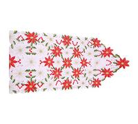 Fangxuee Camino de Mesa Bordado de Navidad, Toalla de Mesa Larga de Lujo de Poinsettia de Acebo para Decoraciones de Navidad, 15 X 70 Pulgadas