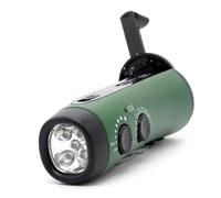 Fangxuee Cargador de Manivela, Luces de Manivela, Radio Meteorológica Am FM A Pilas, Cargador de Teléfono, Equipo de Pesca, Color Verde.