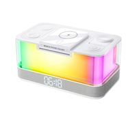 Fangxuee Cargador Inalámbrico Multifunción con Soporte, Altavoz, Luz RGB, Estación de Carga Rápida de 15 W con Reloj.