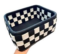 Fangxuee Cesta de Almacenamiento A Cuadros en y Negro, Organizador de Cosméticos de Escritorio, Cesta para Guardar Refrigerios y Juguetes, Decoración del Hogar.