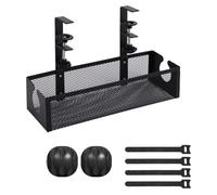 Fangxuee Cesta de Almacenamiento de Apertura Bajo el Escritorio, Sin Perforaciones, Rejilla Metálica, Cesta de Alambre Ajustable para Enchufes.