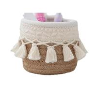 Fangxuee Cesta de Almacenamiento Tejida A Mano con Cordón de Algodón. Ideal para Guardar Juguetes, Cosméticos, Llaves, Refrigerios Artículos de Escritorio. Color Caqui.